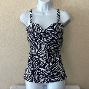 Profile by Gottex Black & White Print Tankini Top